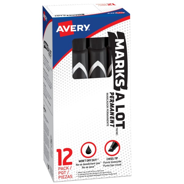 Avery(R) Marks A Lot Permanent Markers, Large Desk-Style, 1 Black Marker